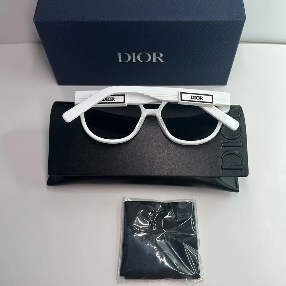 DiorB23 R1I Monogram Logo Blue Mirrored Pantos Sunglasses